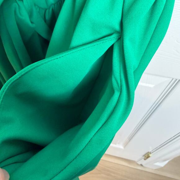 Emerald Green Sleeveless Fit & Flare Dress Tie Back Scoop Stretch Classy Pockets - Picture 6 of 10